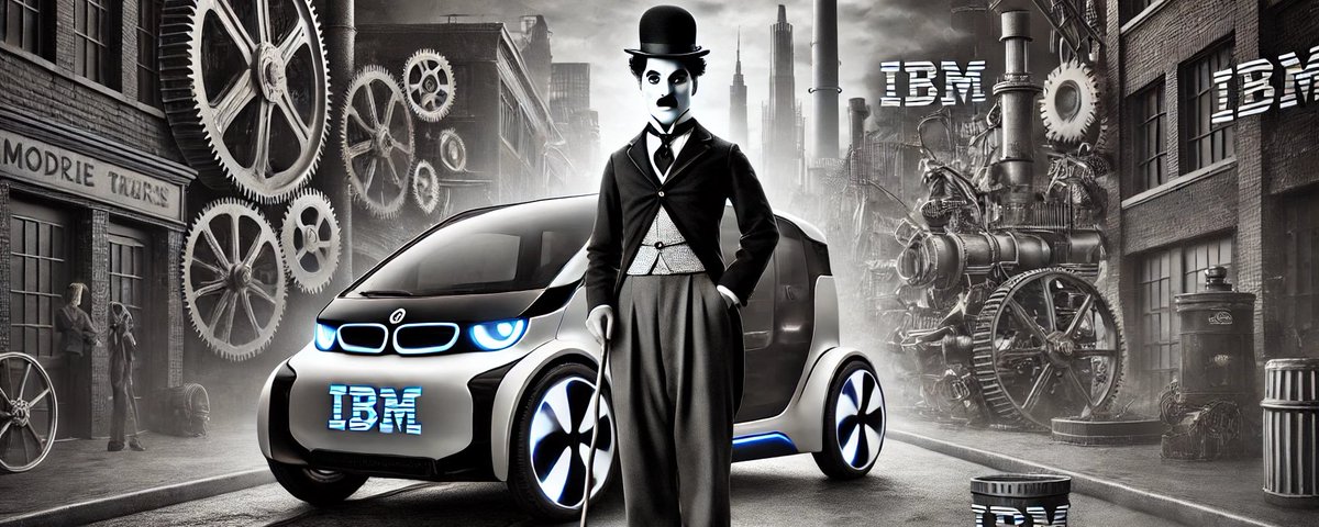 Retro-futuristic advertisement image for the fictional IBM Personal Transport electric vehicle