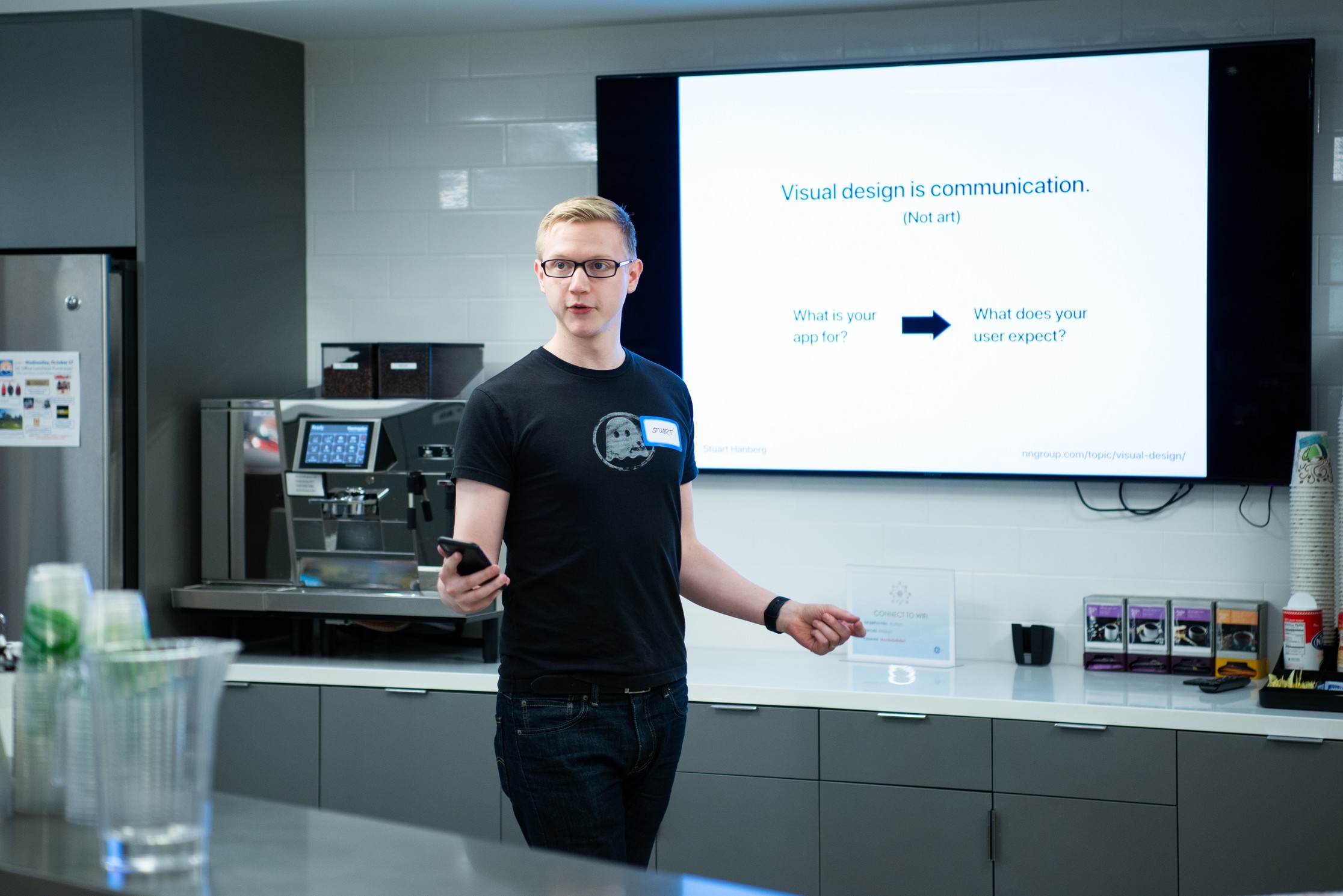 Stuart Hanberg presenting his primer on core web design principles at Operation Code DC October 2018