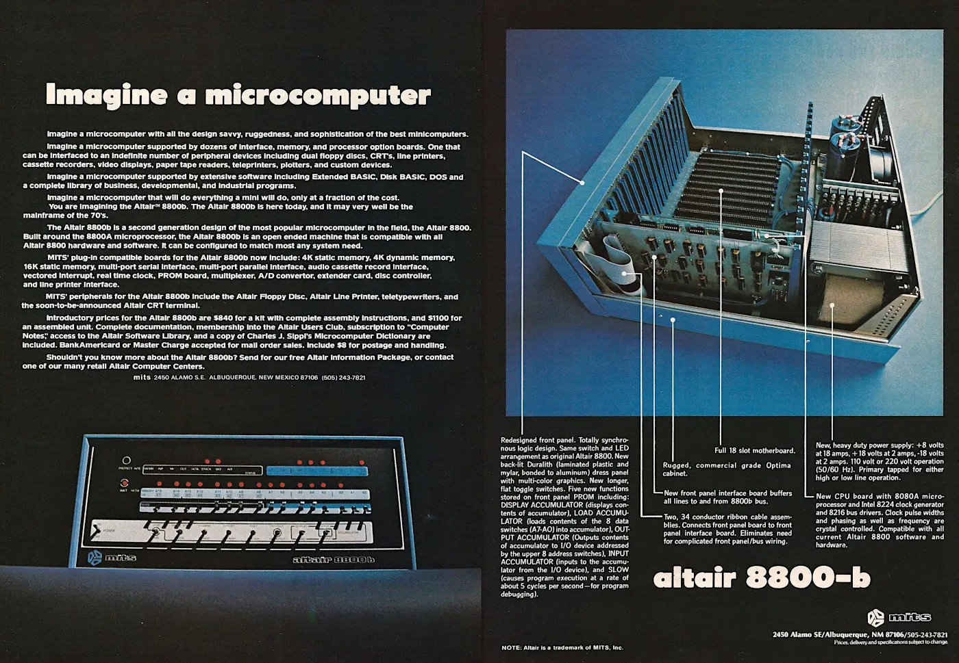 Popular Electronics Altair 8800-b advertisement