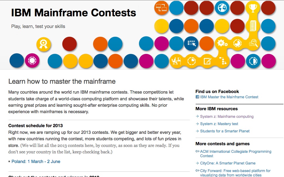Screenshot of the IBM Master the Mainframe Landing Page